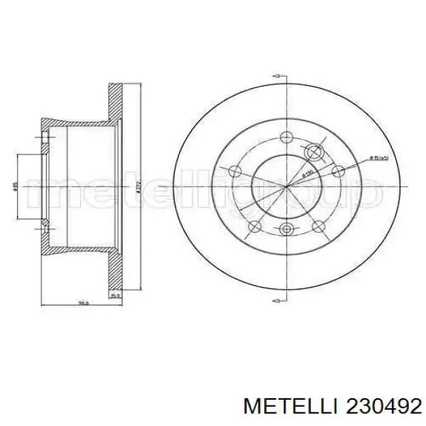 23-0492 Metelli диск тормозной задний