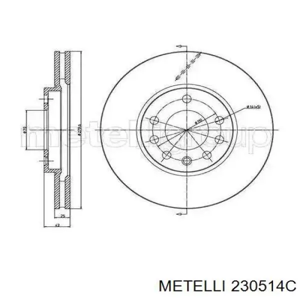 Передние тормозные диски 230514C Metelli