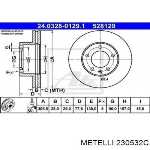 Передний тормозной диск Metelli 230532C