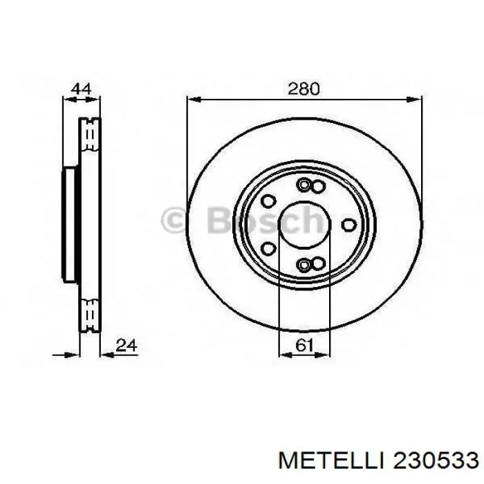 Тормоз дисковый передний Metelli 230533 цена, от 38.35 USD