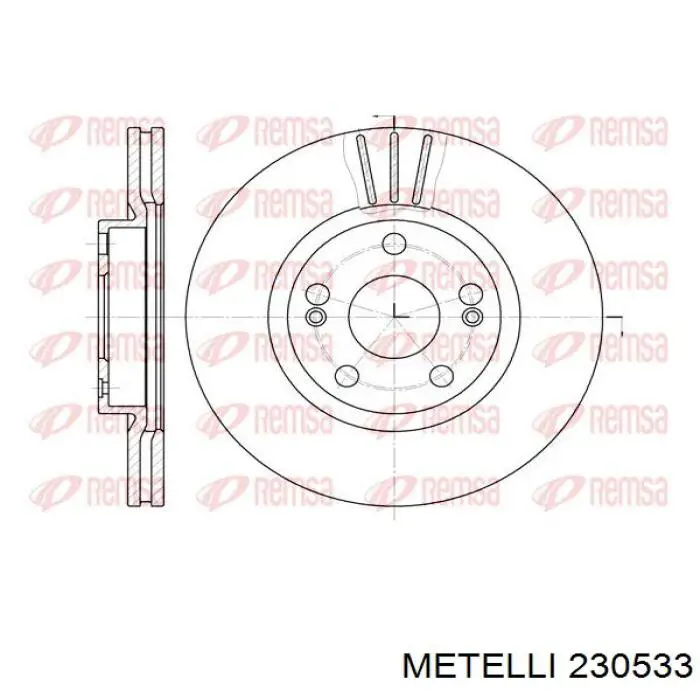 230533 Metelli Диск тормозной передний