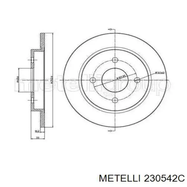 Тормозные диски 230542C Metelli