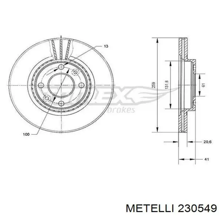 Тормоз дисковый передний Metelli 230549 цена, от 25.14 USD