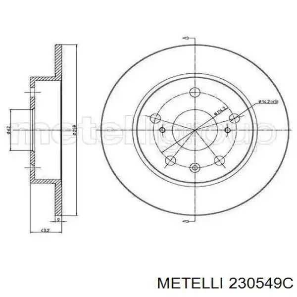 Купить 230549C Metelli Ротор тормозной