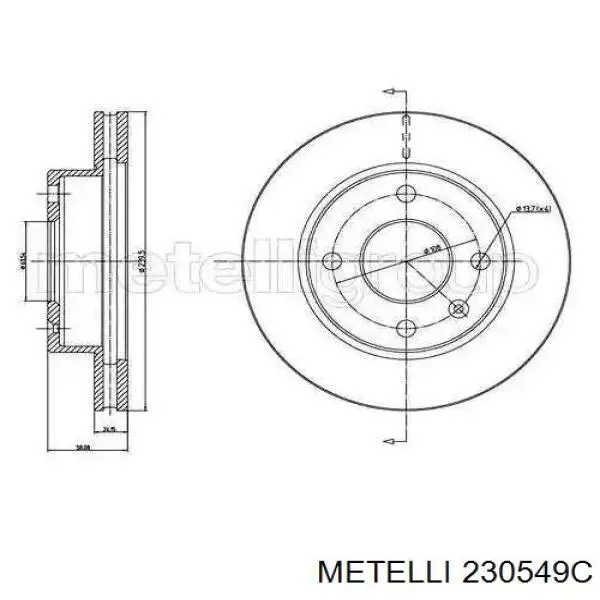 Передний тормозной диск Metelli 230549C