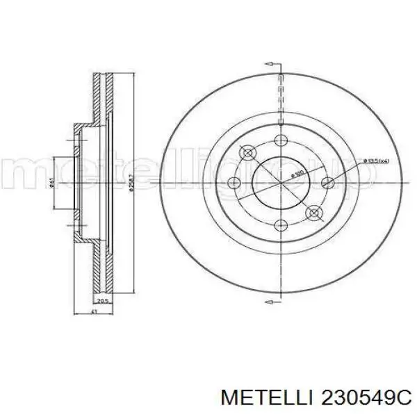 23-0549C Metelli диск тормозной передний