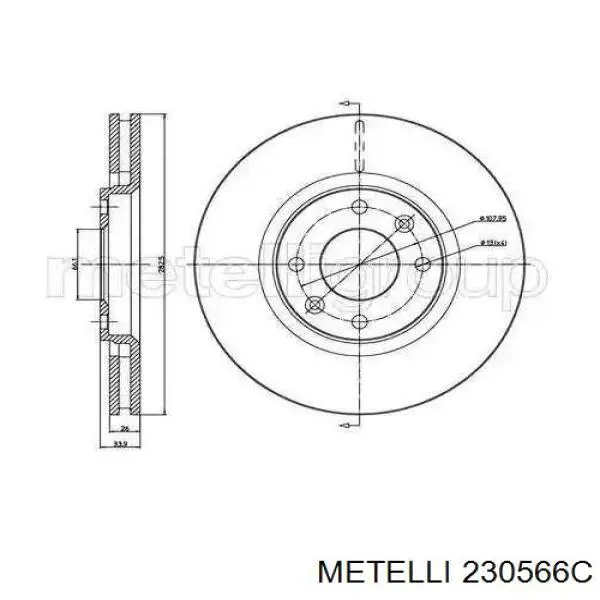 23-0566C Metelli диск тормозной передний