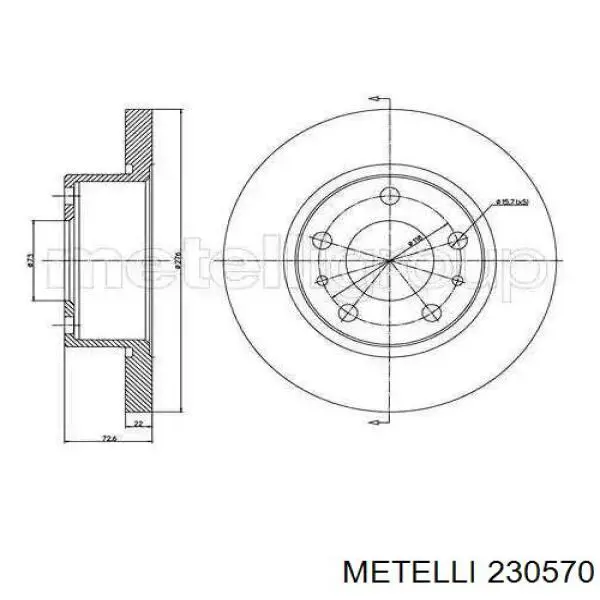 Передние тормозные диски 230570 Metelli