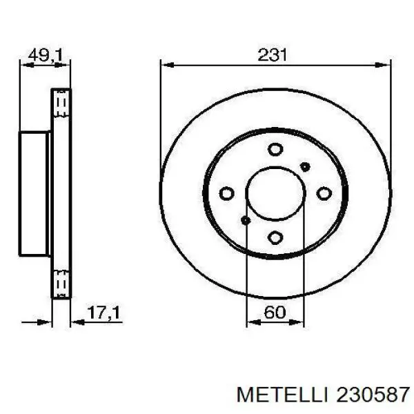 Передние тормозные диски 230587 Metelli