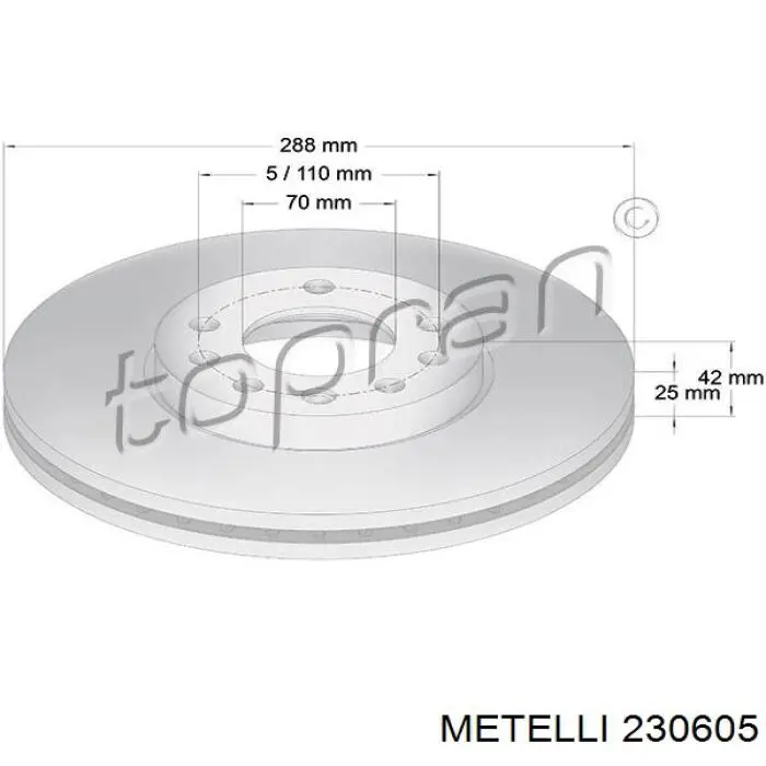 Тормоз дисковый передний Metelli 230605 цена, от 47.86 USD