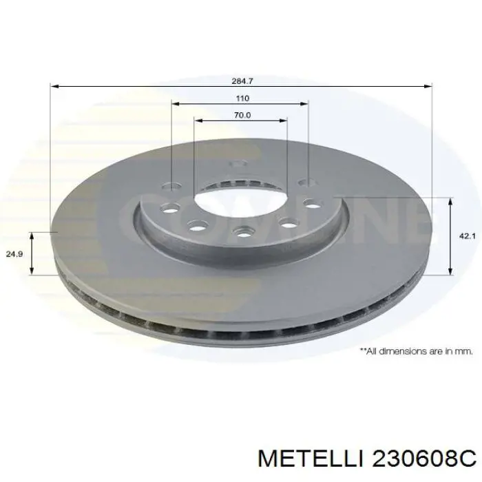 Передние тормозные диски 230608C Metelli