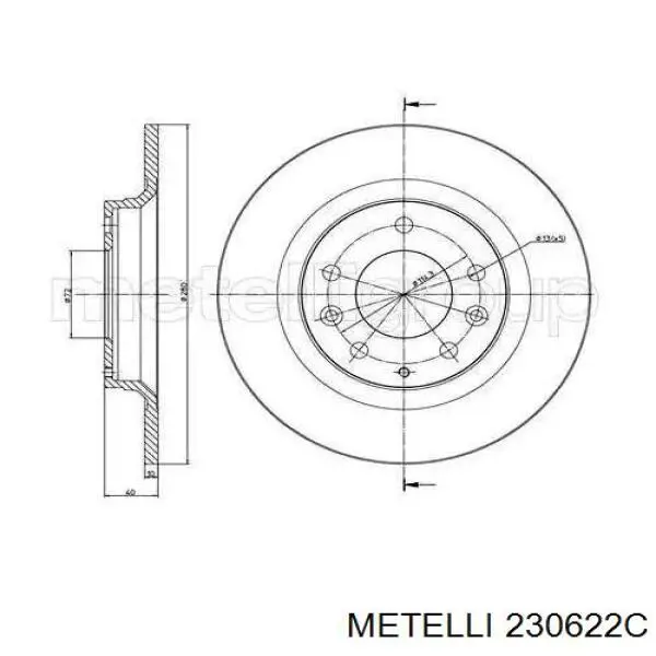 23-0622C Metelli диск тормозной задний