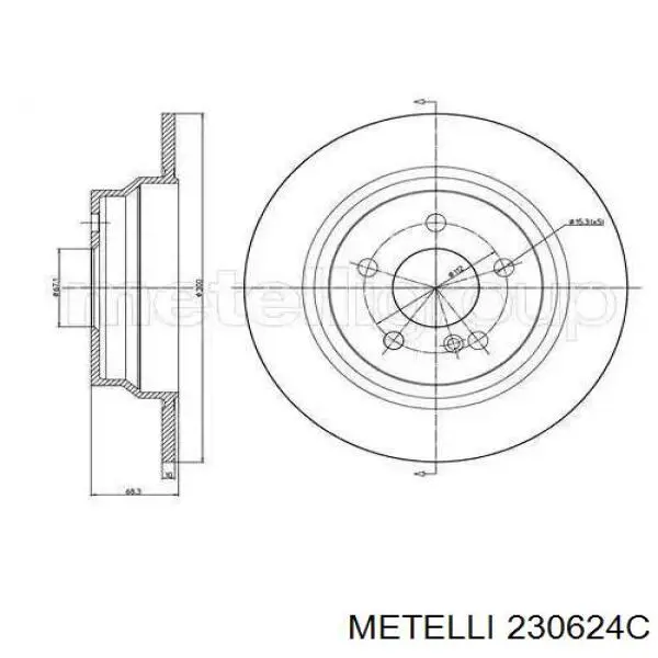 230624C Metelli диск тормозной задний