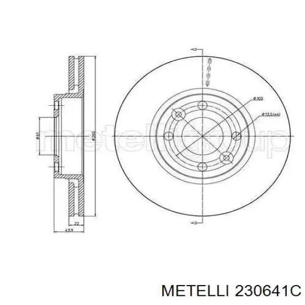 23-0641C Metelli передние тормозные диски