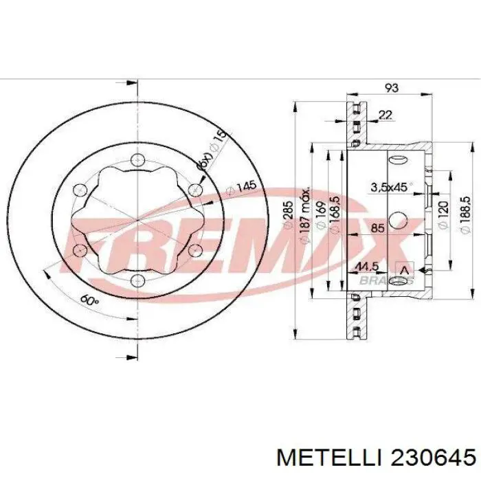 Тормозные диски 230645 Metelli
