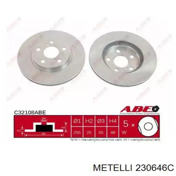 Передний тормозной диск Metelli 230646C