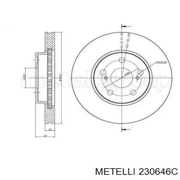 Передние тормозные диски 230646C Metelli