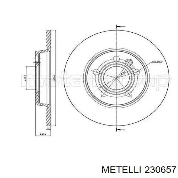 23-0657 Metelli диск тормозной задний