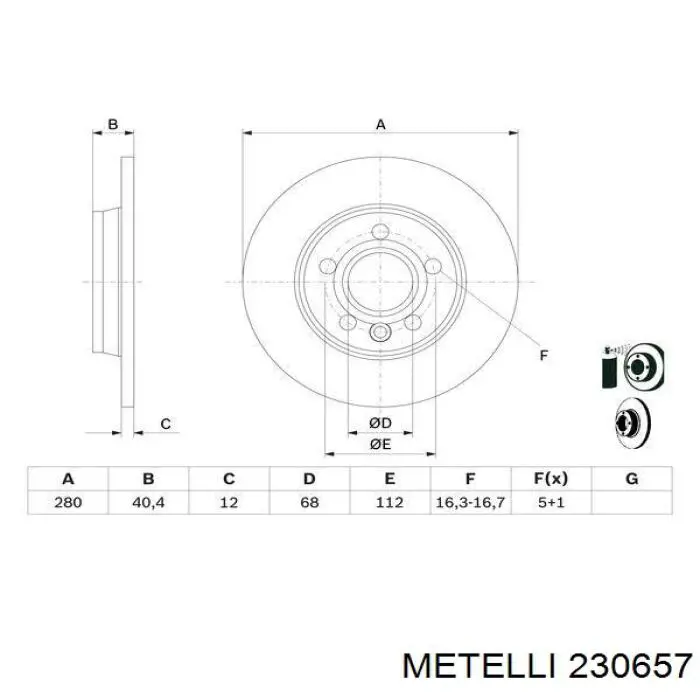 Тормозные диски 230657 Metelli