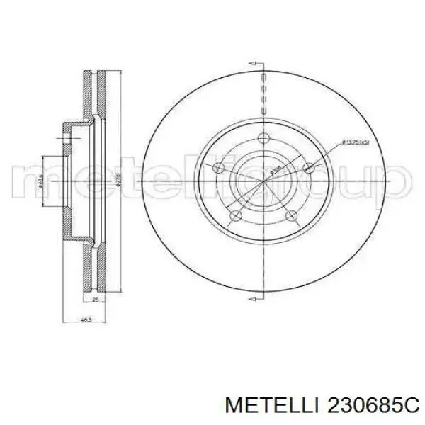 Передние тормозные диски 230685C Metelli