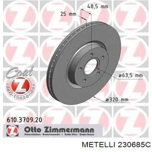 Тормоз дисковый передний Metelli 230685C цена, от 40.61 USD