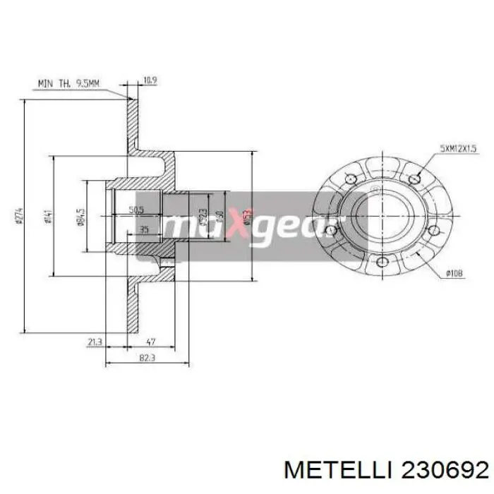 Задний тормозной диск Metelli 230692 цена, от 76.27 USD