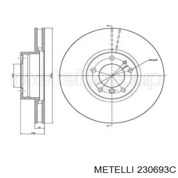 Передние тормозные диски 230693C Metelli