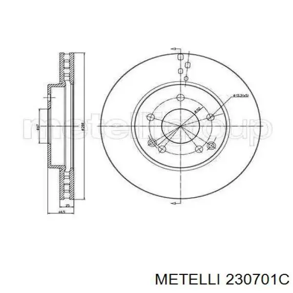 23-0701C Metelli disco do freio dianteiro