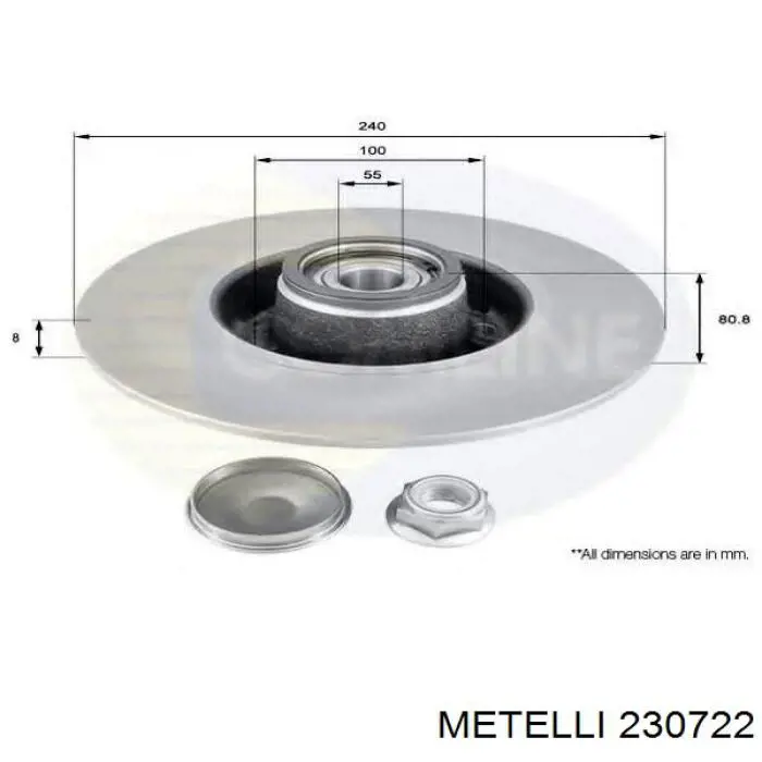 Диск гальмівний задній 230722 Metelli
