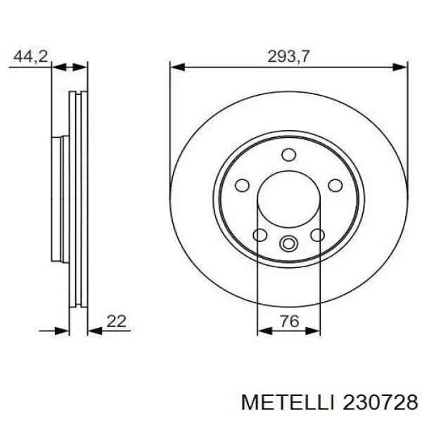 Задний тормозной диск Metelli 230728 цена, от 41.28 USD