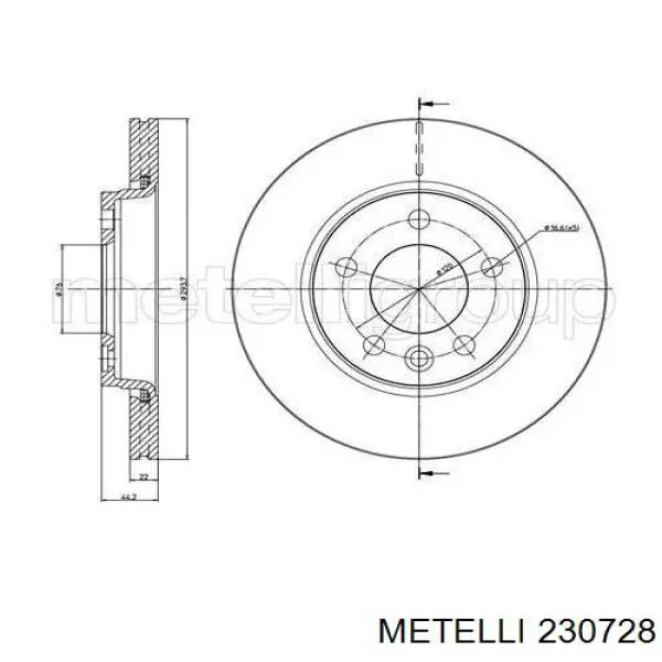 Disco de freno trasero 230728 Metelli