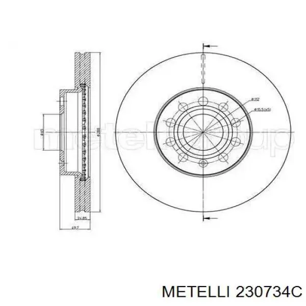 Передние тормозные диски 230734C Metelli