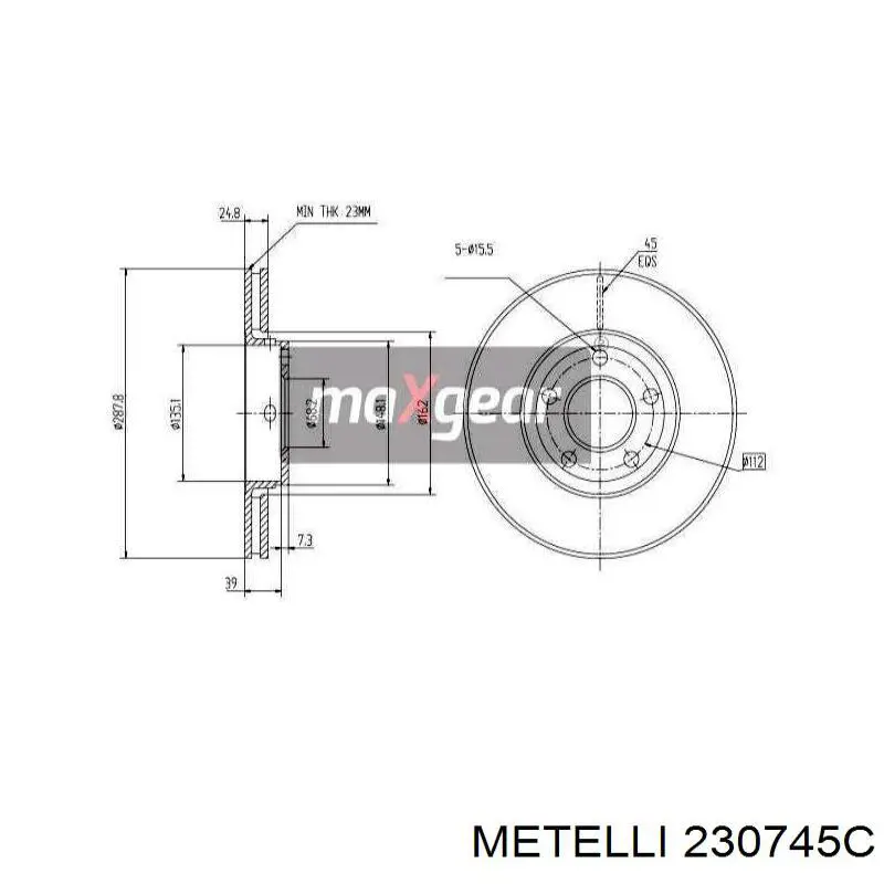230745C Metelli Диск тормозной передний