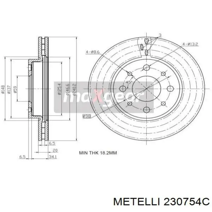 23-0754C Metelli диск тормозной передний