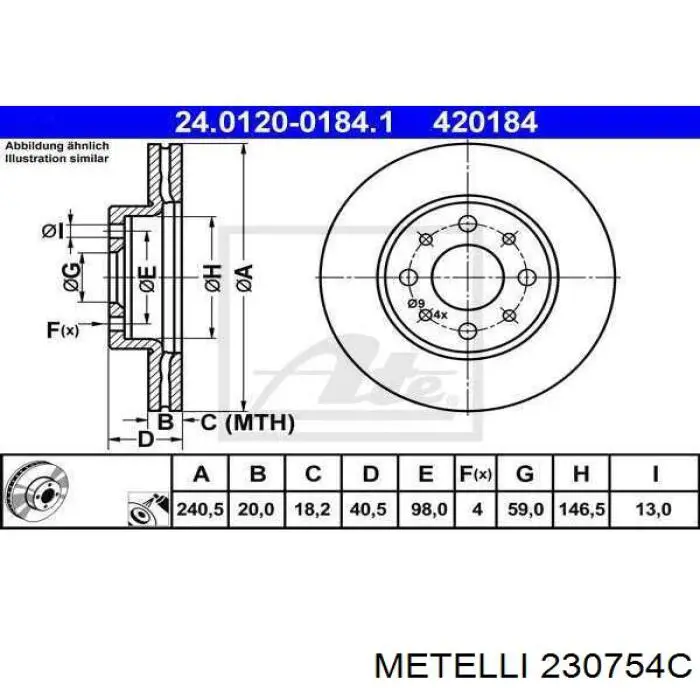 Купить 230754C Metelli Ротор тормозной