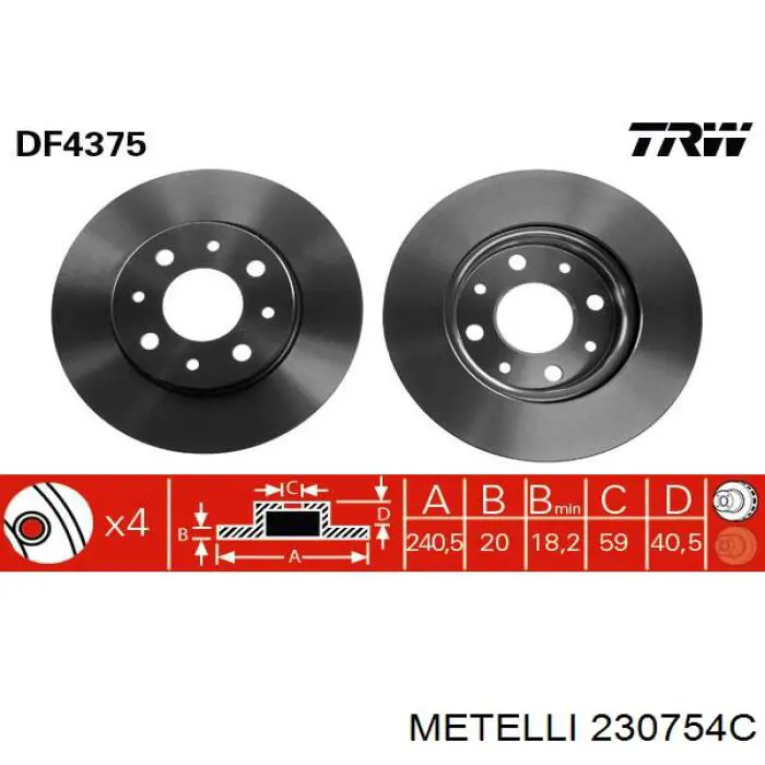 Купить 230754C Metelli Ротор тормозной