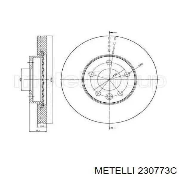 Передние тормозные диски 230773C Metelli