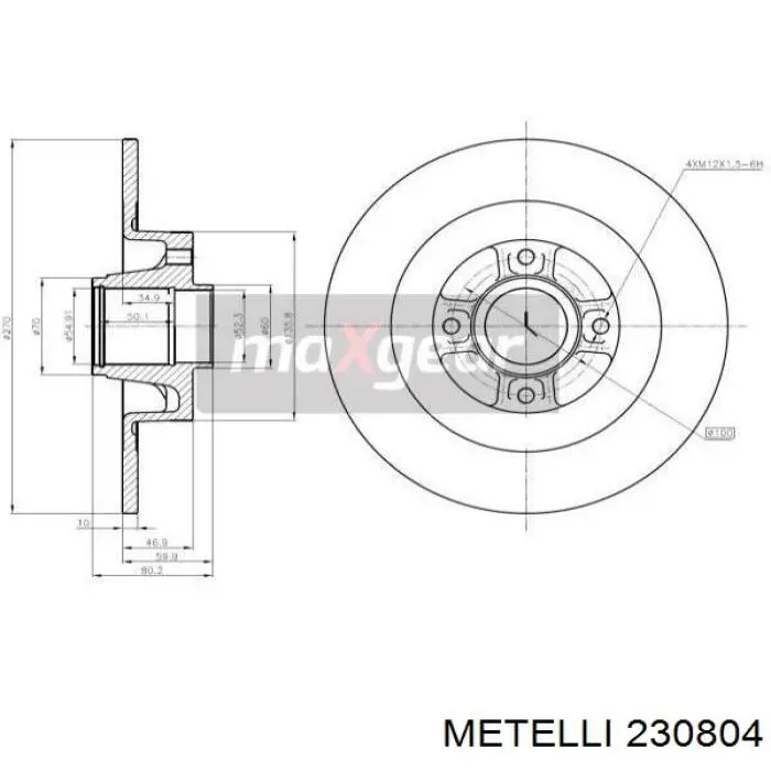 Тормозные диски 230804 Metelli