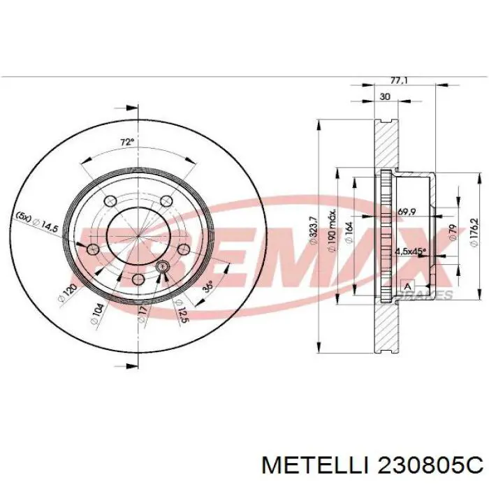 Купить 230805C Metelli Ротор тормозной