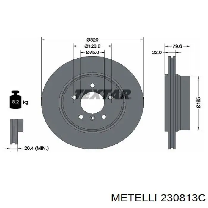 230813C Metelli диск тормозной задний