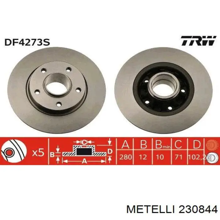 230844 Metelli Дисковый тормоз