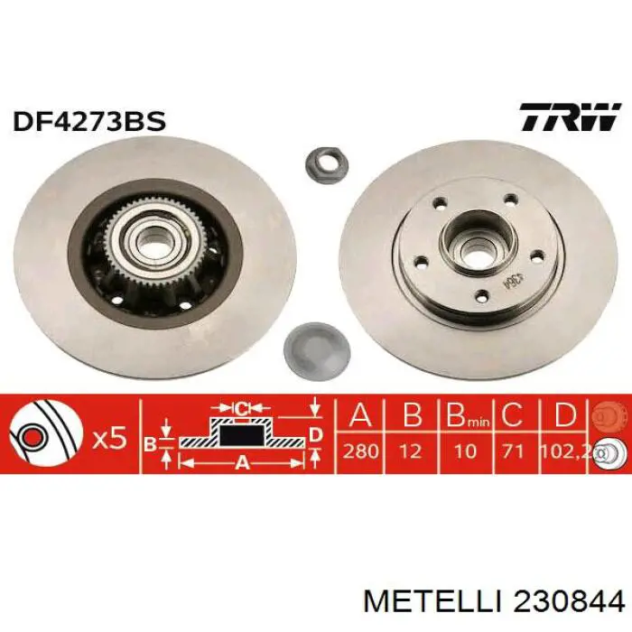 Задний тормозной диск Metelli 230844 цена, от 68.88 USD