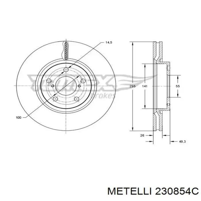 230854C Metelli Диск тормозной передний