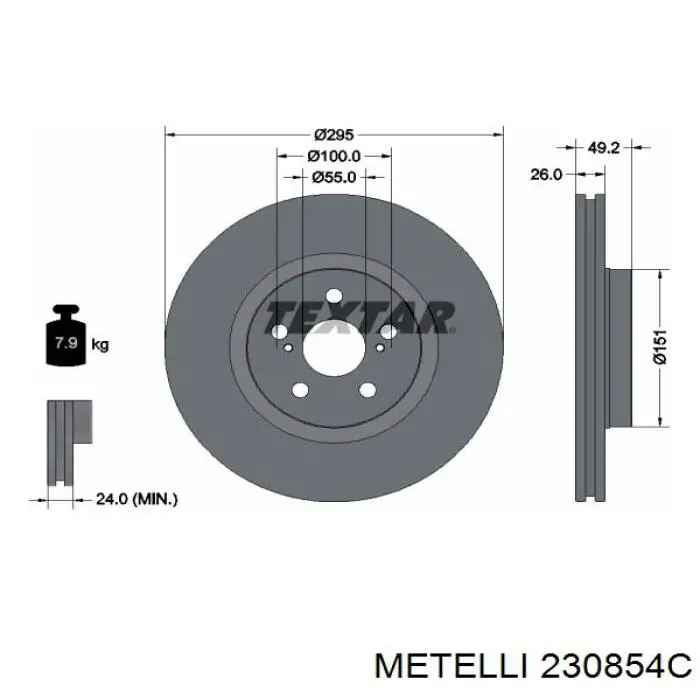 Тормоз дисковый передний Metelli 230854C цена, от 46.32 USD