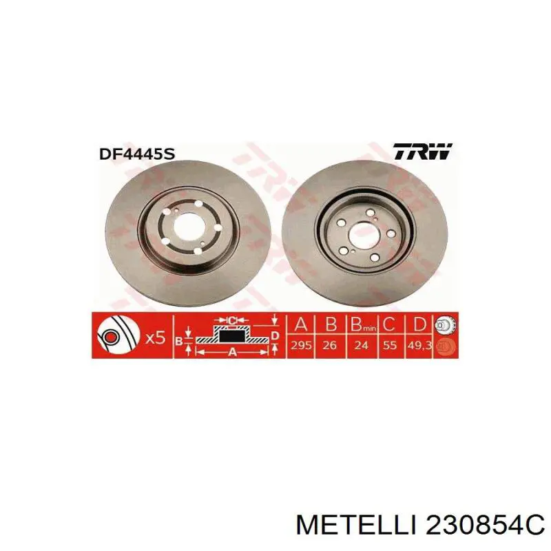 Передние тормозные диски 230854C Metelli