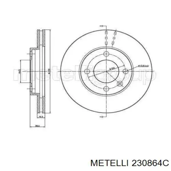 Передний тормозной диск Metelli 230864C