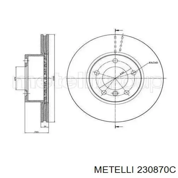 23-0870C Metelli диск тормозной передний