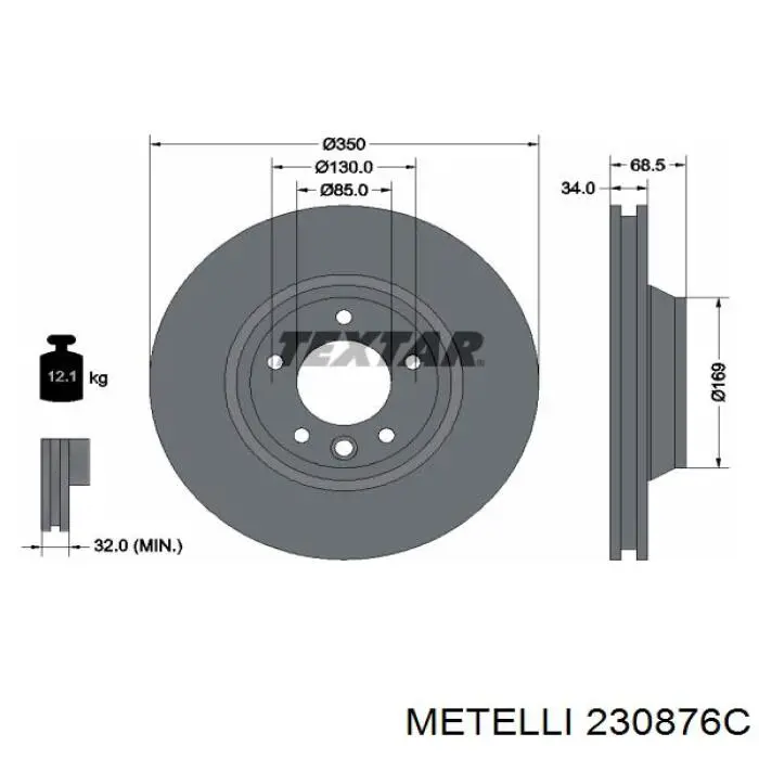 Тормоз дисковый передний Metelli 230876C цена, от 86.95 USD