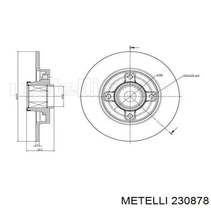 23-0878 Metelli диск тормозной задний