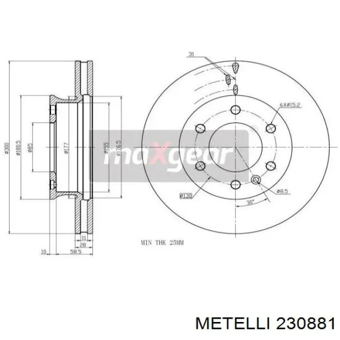230881 Metelli диск тормозной передний